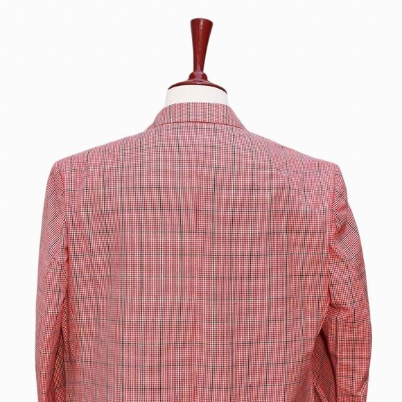 Mens Blazer Plaid Check Red White Black Formal Jacket Wedding Sport Coat 46R - Picture 5 of 6
